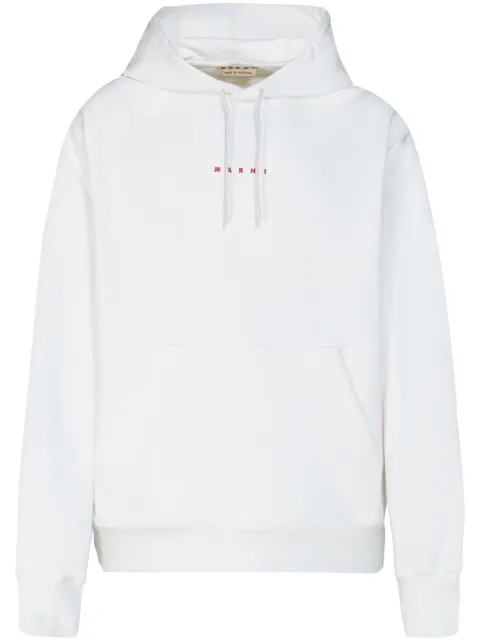 Marni logo-print cotton hoodie White FUMU0073P8USCU87