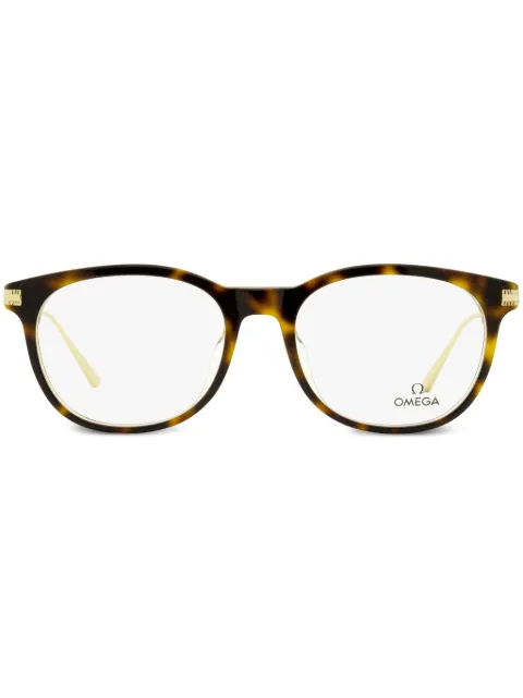 OMEGA EYEWEAR tortoiseshell round-frame glasses Brown OM5013