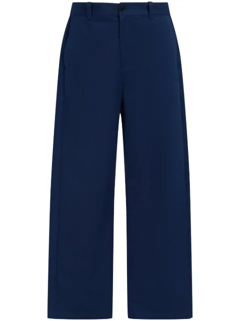 Marni logo-waistband straight-leg cotton trousers Blue PUMU0242A0UTC311