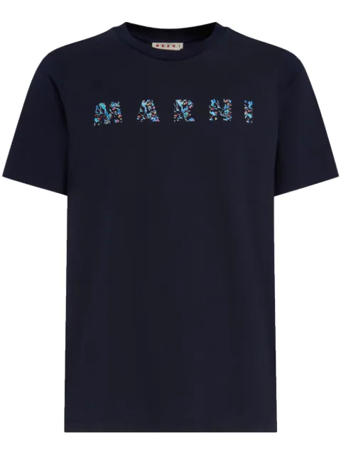 Marni logo-print cotton T-shirt Blue HUMU0198PQUSCW21FLB99