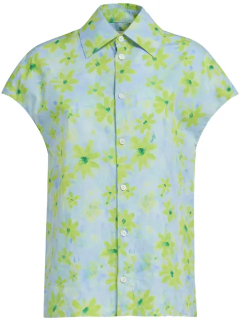 Marni floral-print cotton shirt Blue CAMA0565A0UTC330