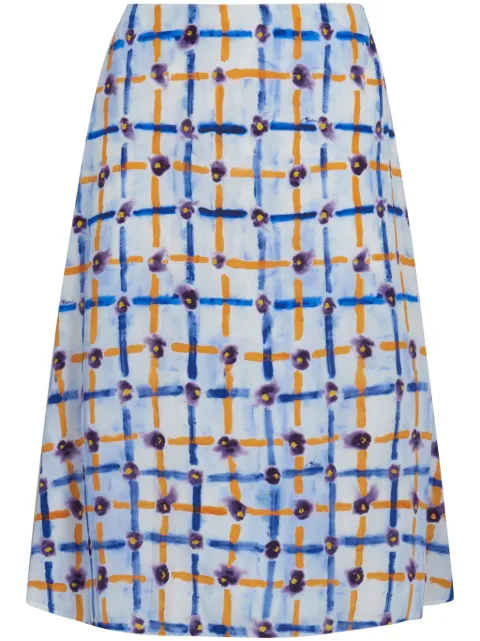 Marni graphic-print silk midi skirt Blue GOMA0580U0UTSG10