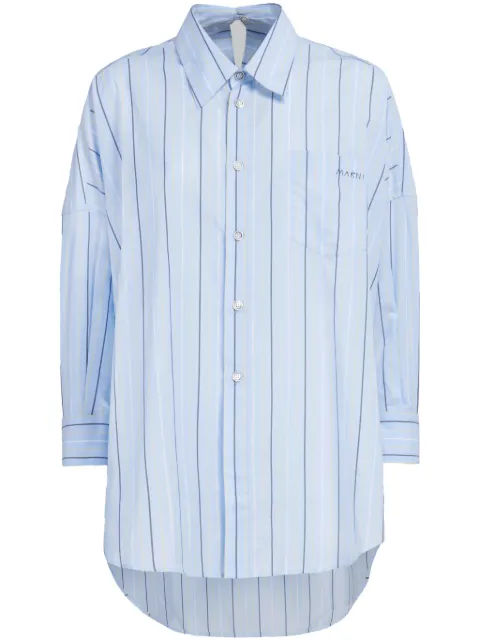 Marni long-length striped cotton shirt Blue CAMA0567S0UTC313