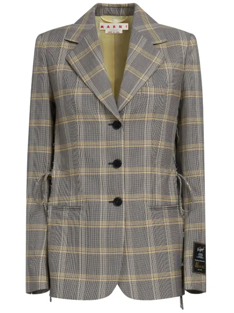Marni plaid-check single-breasted ripped blazer Grey GIMA0240U0UTWA11