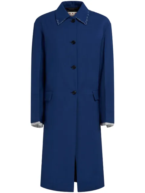 Marni contrasting-stitch single-breasted coat Blue SPMA0223MSTW839