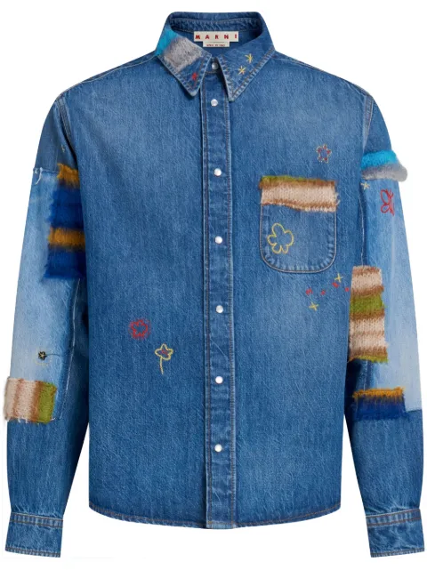 Marni embroidered denim shirt Blue CUJU0015L4USCW23