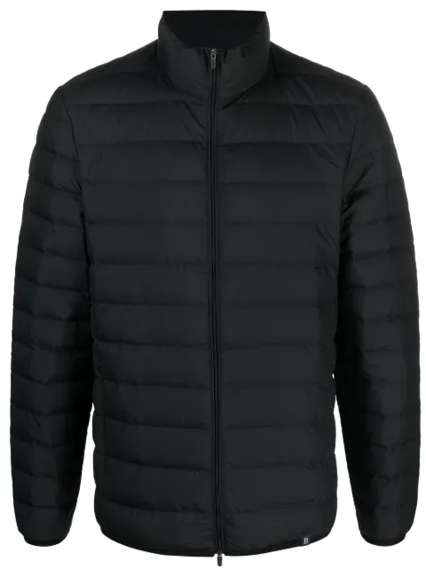 Boggi Milano logo-embroidered zip-up quilted jacket Black BO22C011401