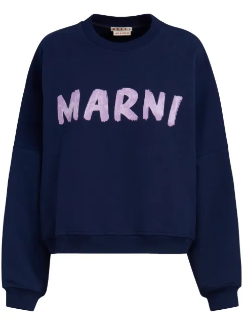 Marni logo-print cotton sweatshirt Blue FLJE0185P2USCU88