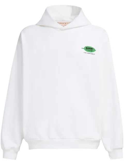 Marni logo-print cotton hoodie White FUMU0067PIUSCW20