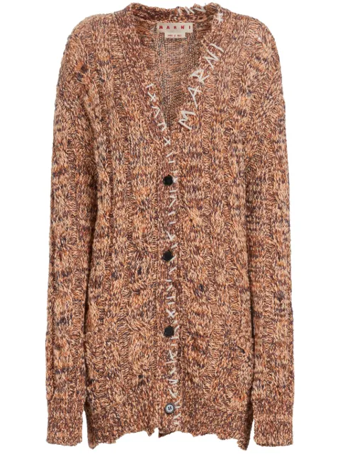Marni decorative-stitch chunky cable-knit cardigan Orange CDMD0329Q0UFC068