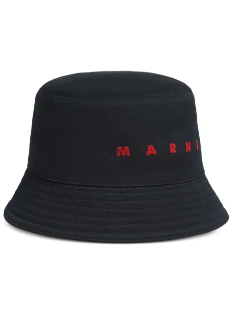 Marni gabardine bucket hat with embroidered logo Black CLZC0110S0UTC311