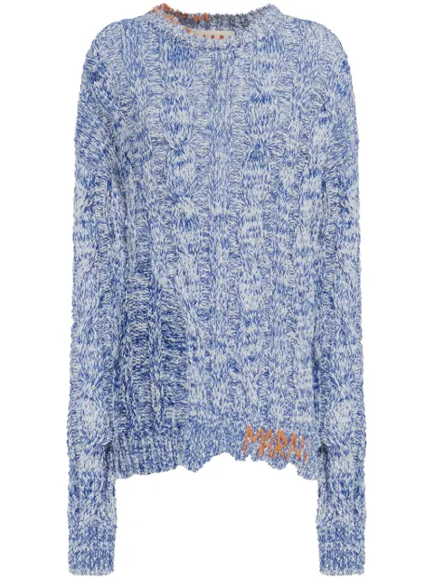Marni distressed marl-knit jumper Blue GCMD0486Q0UFC068