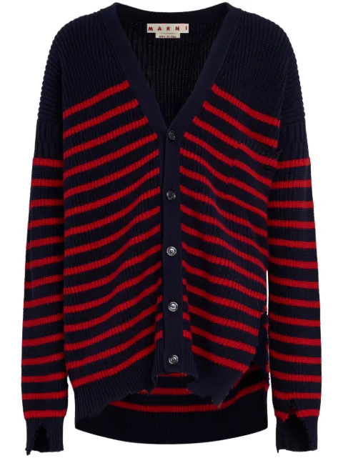 Marni striped distressed cardigan Black CDMG0127Q0UFC532