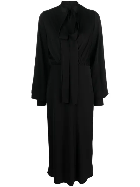 Sportmax attached-scarf silk-blend midi dress Black 2322261233600