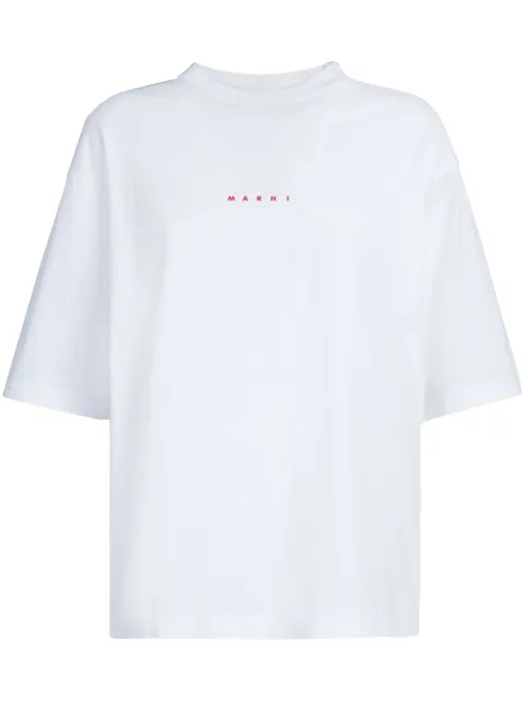 Marni logo-print cotton T-shirt White THJE0263P1USCS8