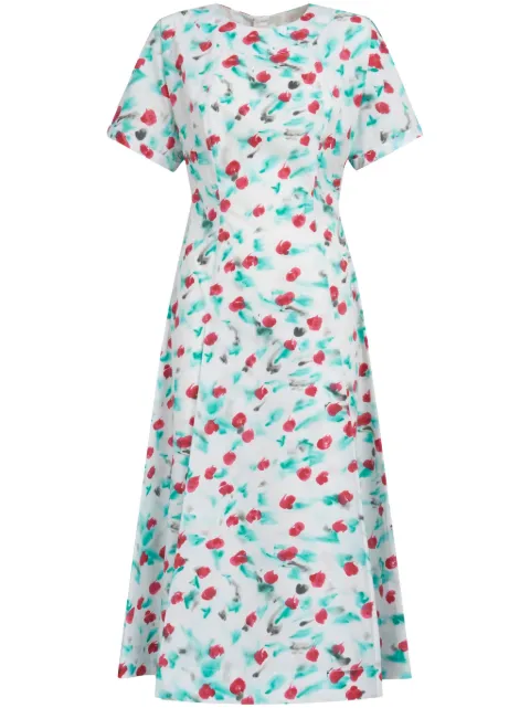Marni painterly-print cotton midi dress White ABMA1162A0UTC325