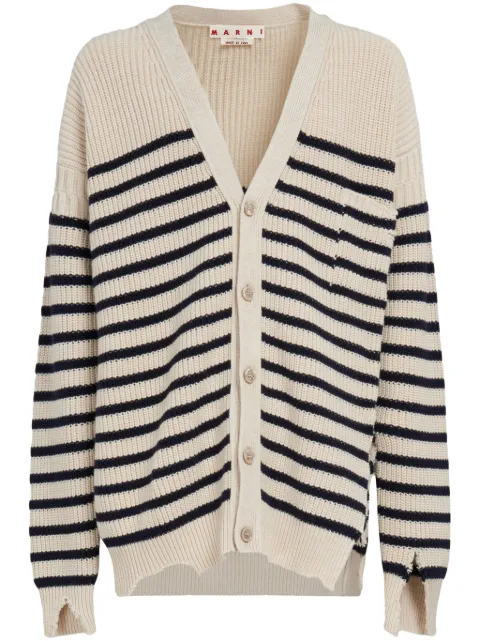 Marni striped V-neck cardigan Neutrals CDMG0127Q0UFC532