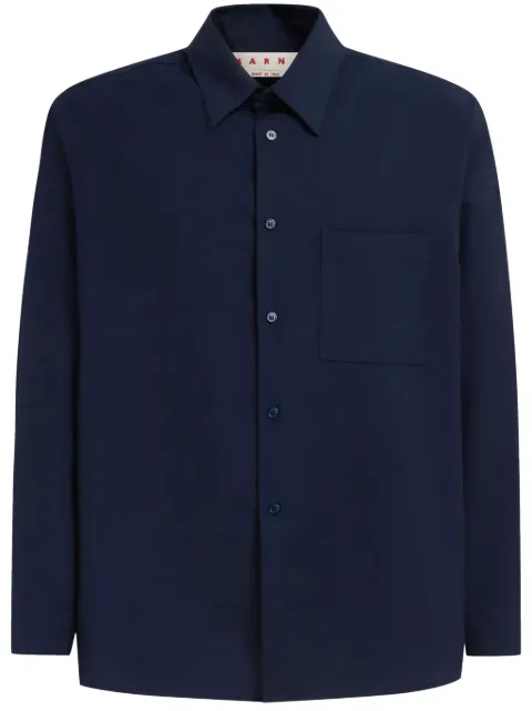 Marni tropical wool long-sleeved shirt Blue CUMU0061A3TW839
