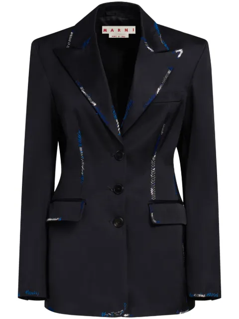 Marni bead-embellished single-breasted blazer Black GIMA0247UXUTV995