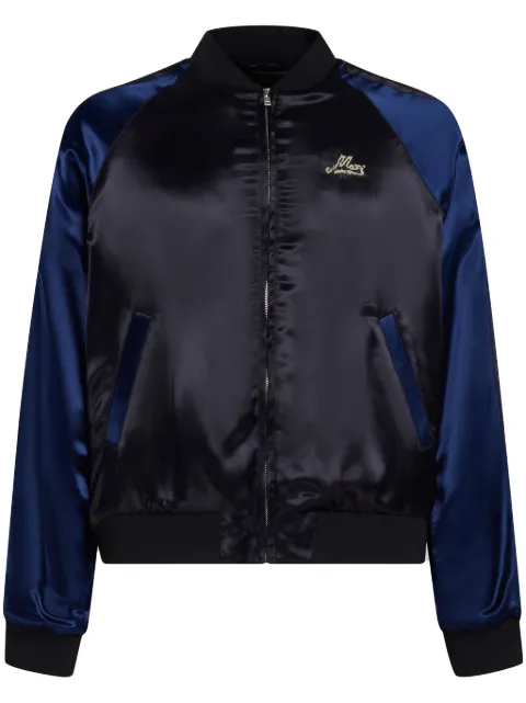 Marni logo-embroidered satin bomber jacket Blue JUMU0154QSTV792