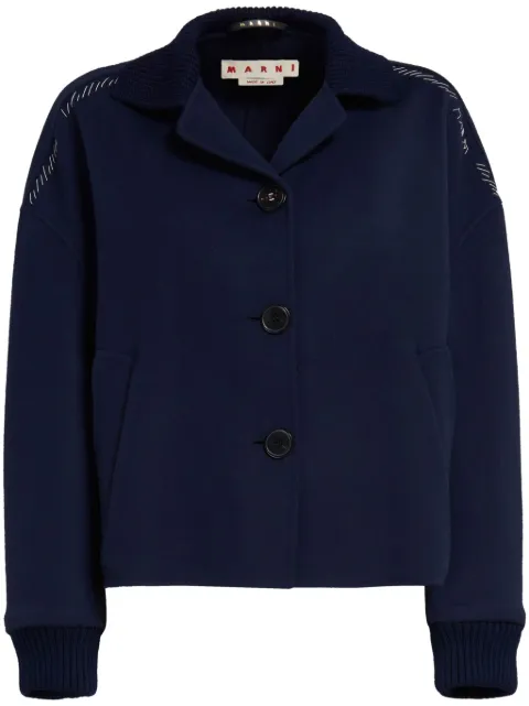 Marni decorative-stitching wool-blend shirt jacket Blue GIMA0227KSUTW982