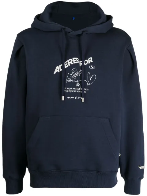 Ader Error logo-print drawstring hoodie Blue BMADFWHD0102