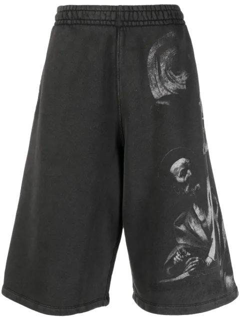 Off-White Saint Matthew-print track shorts Black OMCI016F23FLE0021077