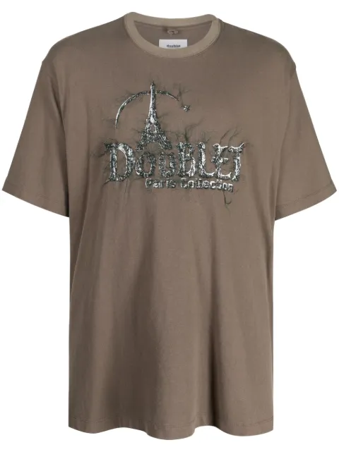 Doublet logo-embroidery cotton T-shirt Brown 23AW44CS288