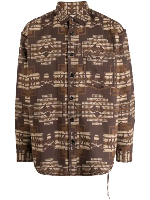 Mastermind World Chimayo jacquard cotton shirt Brown MW23S11SH007005BRWN