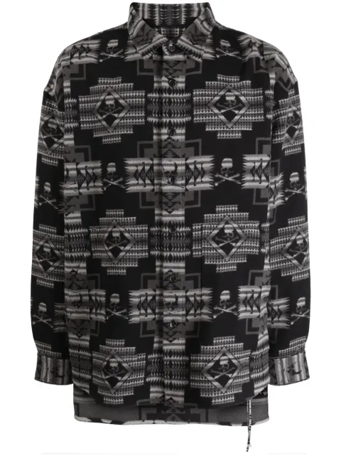 Mastermind World Chimayo jacquard cotton shirt Black MW23S11SH010005