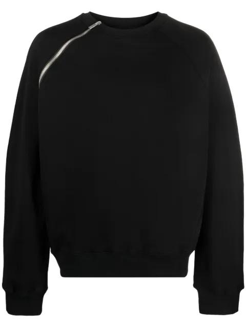HELIOT EMIL zip-detail cotton jumper Black HEM08054