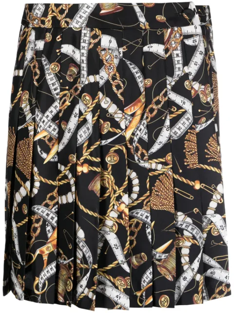 Moschino knife-pleat silk A-line skirt Black A01045556