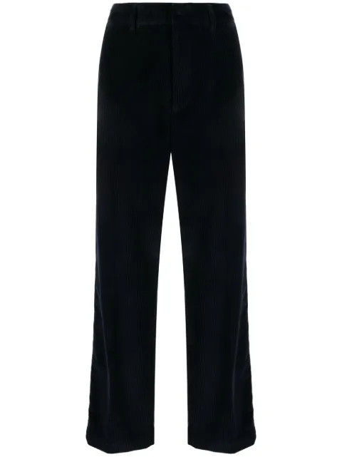 Palm Angels crochet-stripe cotton corduroy trousers Blue PMCA128F23FAB0014603