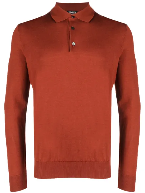 Zegna long-sleeved knit polo shirt Orange UCJ00A6132