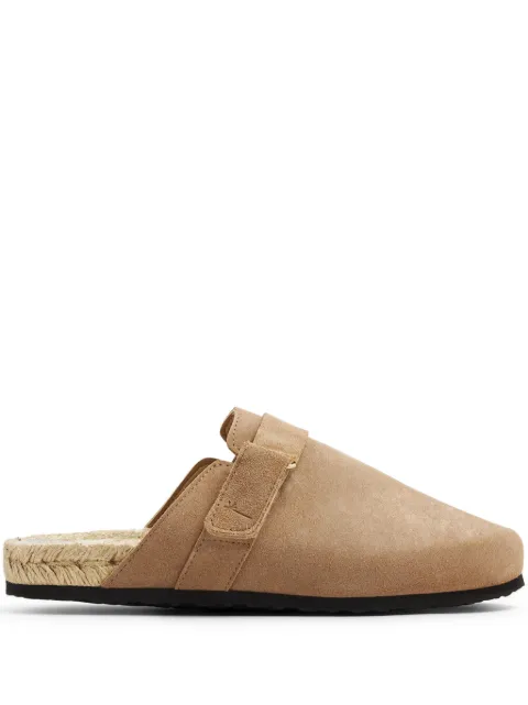 Manebi logo-debossed suede slippers Neutrals W19B0