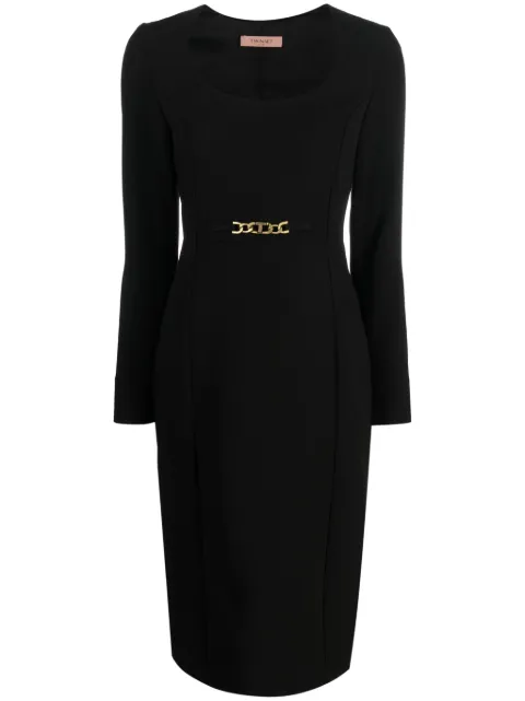 TWINSET chain link-detail long-sleeve dress Black 232TT2193