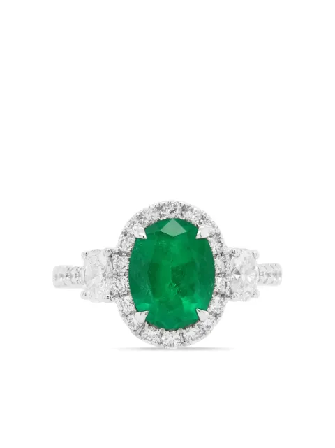 HYT Jewelry platinum diamond and emerald ring Silver R701HR