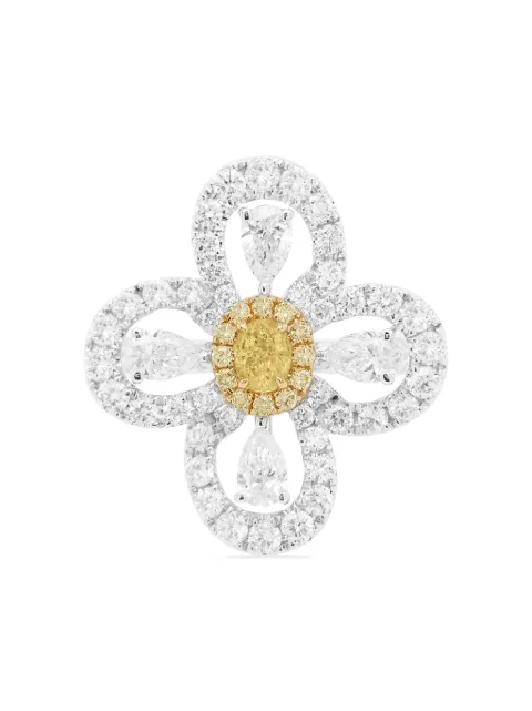 HYT Jewelry 18K gold platinum and diamond ring Silver R890HR