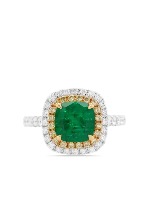 HYT Jewelry 18K gold diamond and emerald ring Silver R698HR