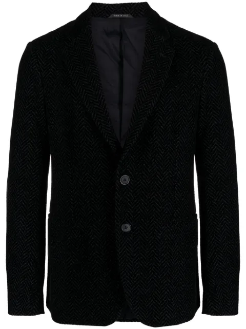 Giorgio Armani textured-finish notched-lapels blazer Blue 9SGGG06LJ005J