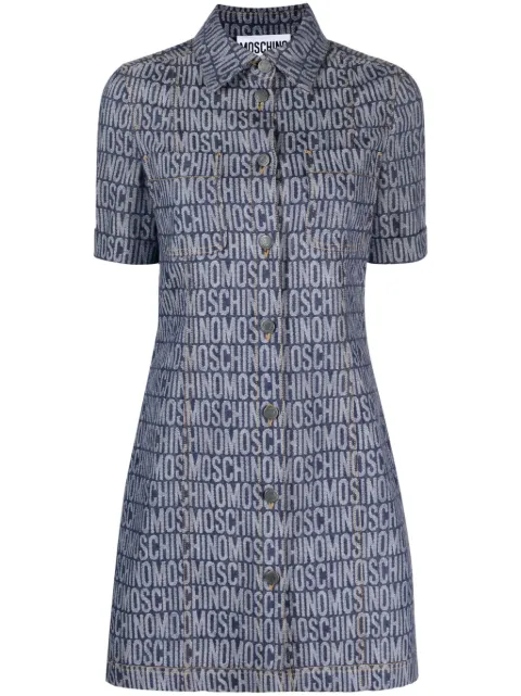 Moschino logo-jacquard denim mini dress Blue A04097723