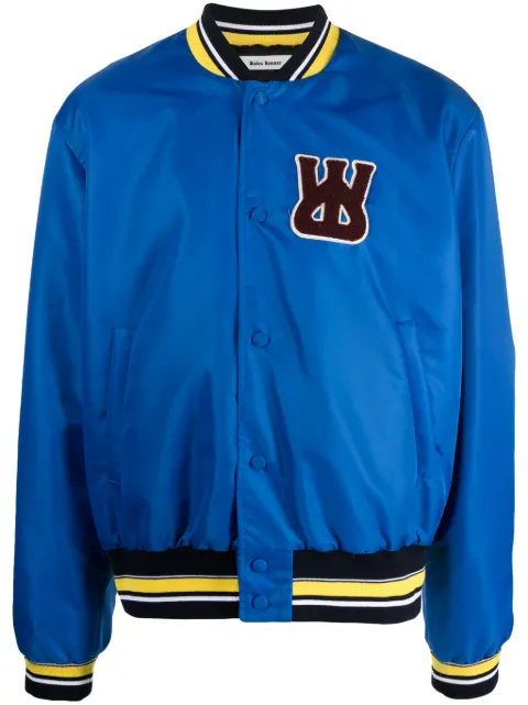 Wales Bonner logo-patch bomber jacket Blue MA23JA12NY01500
