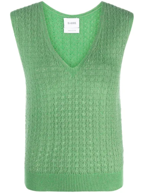 Barrie V-neck sleeveless cashmere top Green C244707
