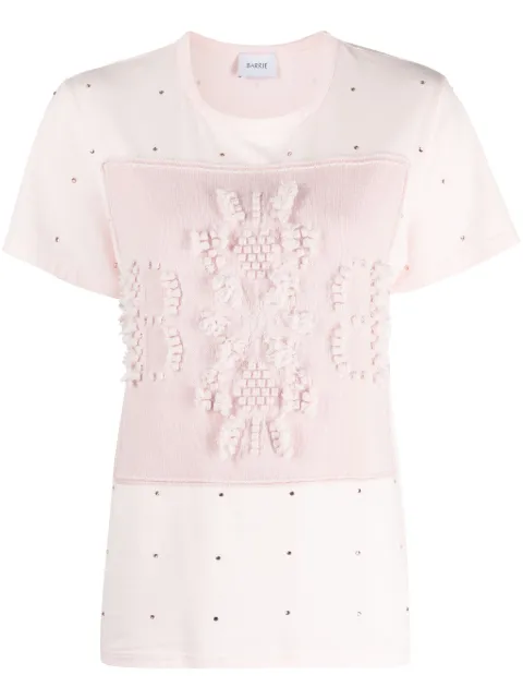 Barrie logo-embroidered embellished T-shirt Pink C104712