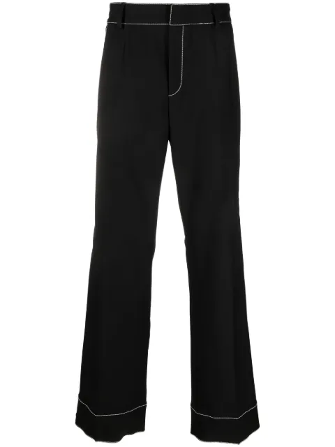 Marine Serre contrast-stitching straight-leg trousers Black MPA005BK99