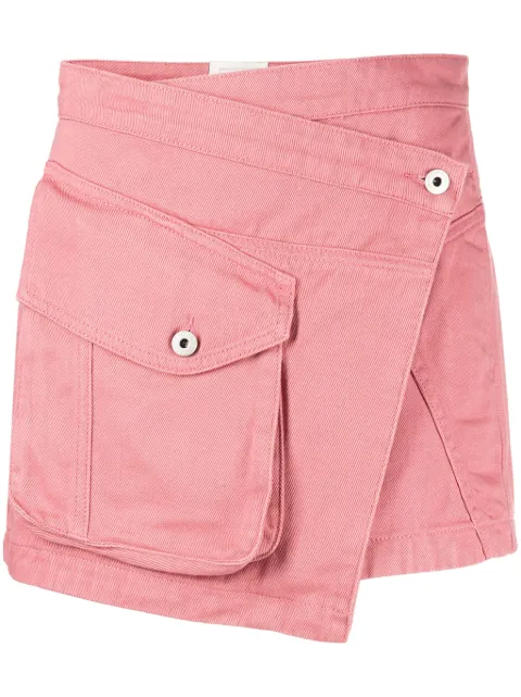 Feng Chen Wang asymmetric cargo-pocket miniskirt Pink FWF16SK21