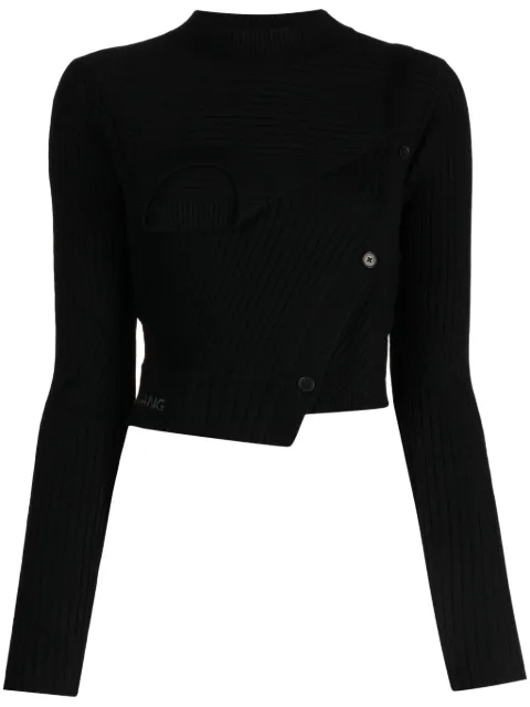 Feng Chen Wang asymmetric ribbed-knit jumper Black FWF16KT02B