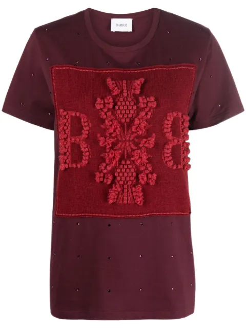 Barrie logo-embroidered embellished T-shirt Red C104712