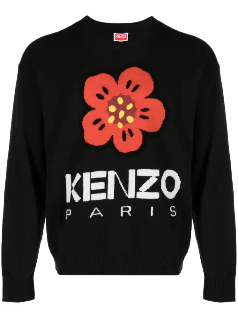 Kenzo Boke Flower-motif wool jumper Black FD65PU4273LD