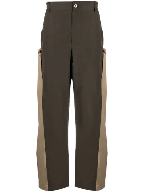 Feng Chen Wang two-tone straight-leg trousers Green FUF16TR17B